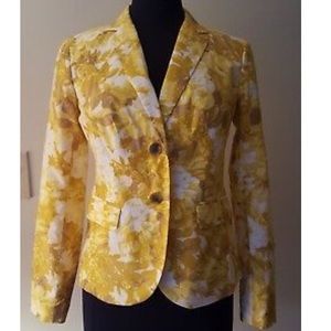 NWT TALBOTS Yellow Brown White Floral Blazer